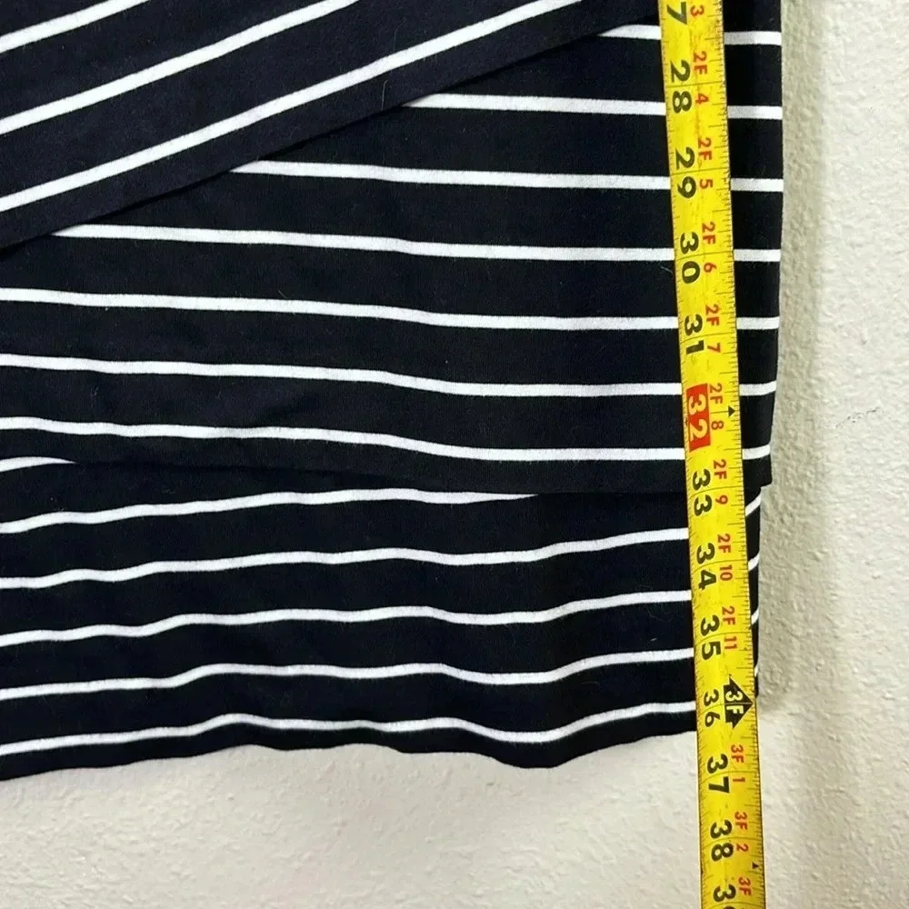 White House Black Market Black White Striped 3/4 Sleeve Bodycon Dress Size 0